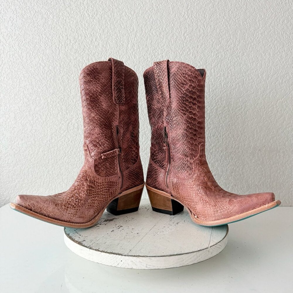 Lane NICE VICE Womens PInk Cowboy Boots Western Midi Calf Snip Toe Size 9.5 - Picture 9 of 13